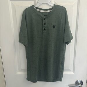 Boys green and black Hurley tshirt with 3 buttons